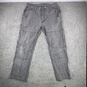 KEY Ripstop Carpenter Pants Men Gray‎ Distressed Double Knee Casual Size 32x32